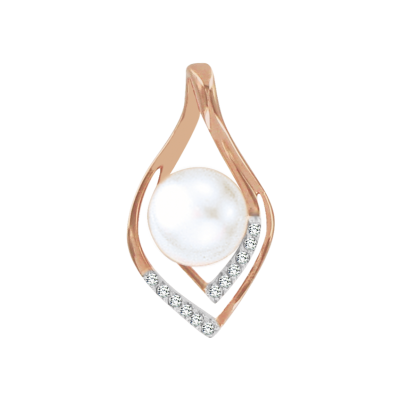 Anhänger aus Rotgold 585 mit Zirkonia und Perle