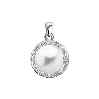 Anhänger aus Silber 925 mit Perle und Zirkonia