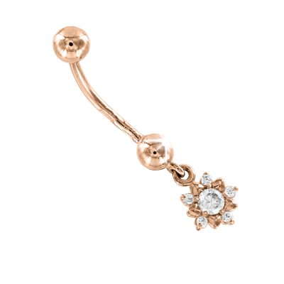 Bauchnabelpiercing aus Rotgold 585 mit Zirkonia