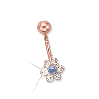 Bauchnabelpiercing aus Rotgold 585 mit Zirkonia