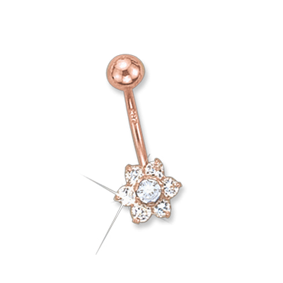 Bauchnabelpiercing aus Rotgold 585 mit Zirkonia