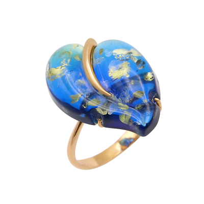 Vergoldete Damen-ring aus 925er Silber mit Bernstein