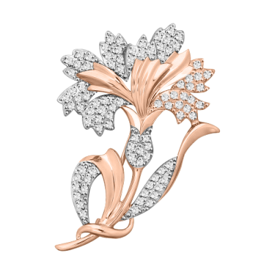 Rotgold 585 Brosche mit Zirkonia