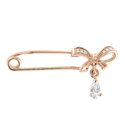 Rotgold 585 Brosche mit Zirkonia