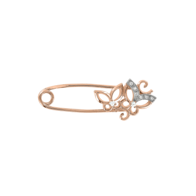 Rotgold 585 Brosche mit Zirkonia