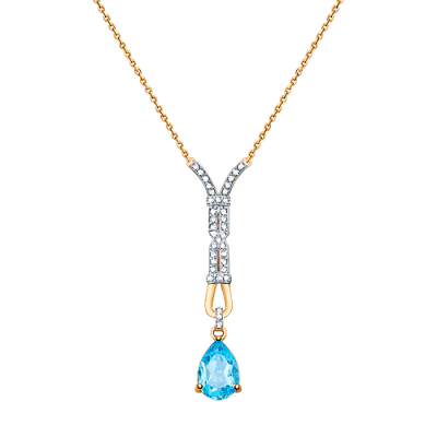 Collier aus Gelbgold 585 mit Zirkonia und Topas