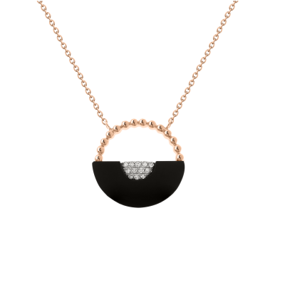 Collier aus Rotgold 585 mit Brillant und Onyx