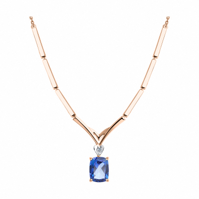 Collier aus Rotgold 585 mit Topas und Swarovski Kristall