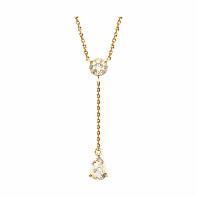 Collier aus Rotgold 585 mit Topas und Swarovski Kristall