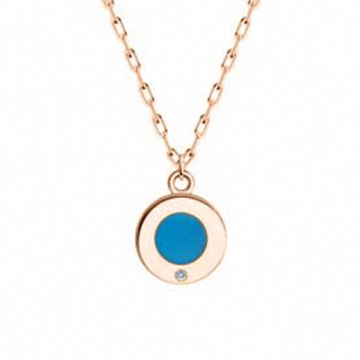 Collier aus Rotgold 585 mit Zirkonia und Emaille
