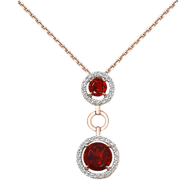 Collier aus Rotgold 585 mit Zirkonia und Granat