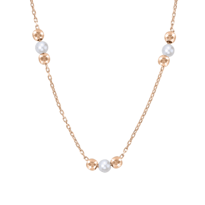 Collier aus Rotgold 585 mit Zirkonia und Perle