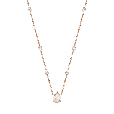 Collier aus Rotgold 585/ Zirkonia, Swarovski Kristall mit Zirkonia und Swarovski Kristall