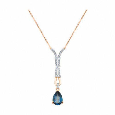 Collier aus Rotgold 585/ Zirkonia, mit Zirkonia und Topas