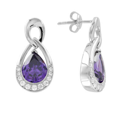 Creolen aus Silber 925 mit Zirkonia und Amethyst