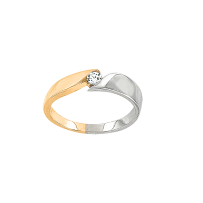 Damenring aus Gelb/ Weißgold 585 mit Brillant