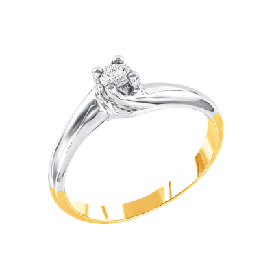Damenring aus Gelb/ Weißgold 585 mit Brillant