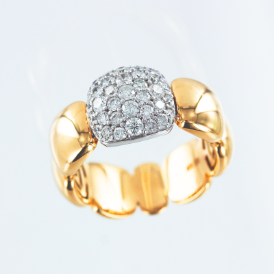 Damenring aus Gelb/ Weißgold 585 mit Brillant