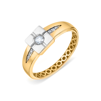 Damenring aus Gelb/ Weißgold 585 mit Brillant