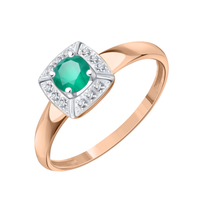 Damenring aus Rotgold 585 mit Achat und Zirkonia