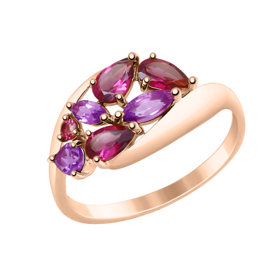 Damenring aus Rotgold 585 mit Amethyst
