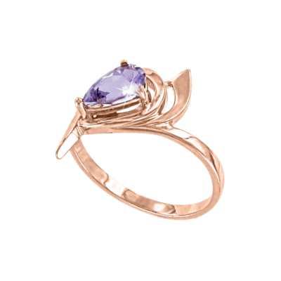 Rotgold 585 Damenring mit Amethyst