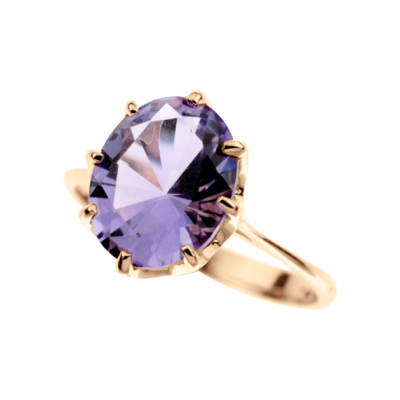 Rotgold 585 Damenring mit Amethyst