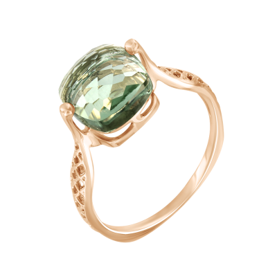 Rotgold 585 Damenring mit Amethyst