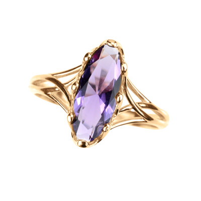 Rotgold 585 Damenring mit Amethyst