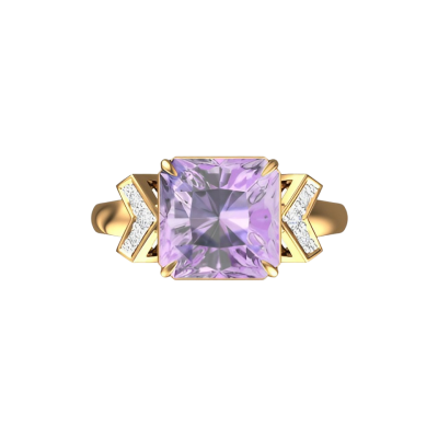 Rotgold 585 Damenring mit Amethyst und Zirkonia