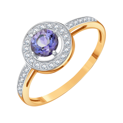 Rotgold 585 Damenring mit Amethyst und Zirkonia