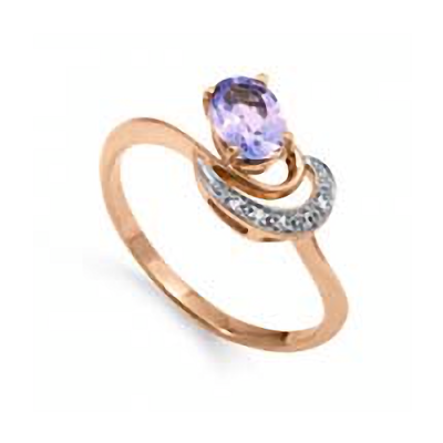 Rotgold 585 Damenring mit Amethyst und Zirkonia