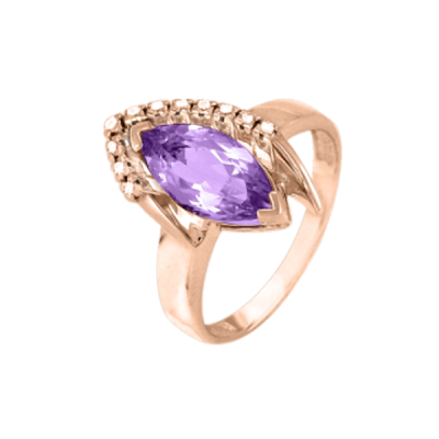 Rotgold 585 Damenring mit Amethyst und Zirkonia