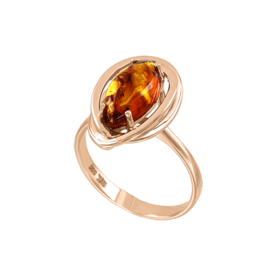 Damenring aus Rotgold 585 mit Bernstein