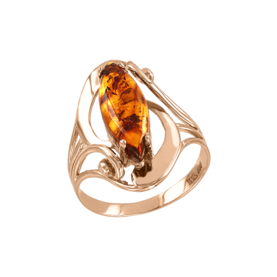 Damenring aus Rotgold 585 mit Bernstein
