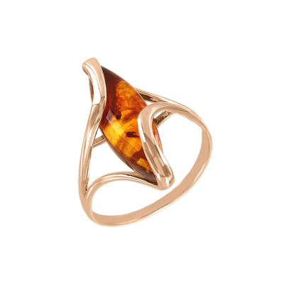 Damenring aus Rotgold 585 mit Bernstein