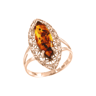 Damenring aus Rotgold 585 mit Bernstein