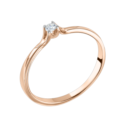 Damenring aus Rotgold 585 mit Brillant