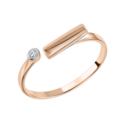 Damenring aus Rotgold 585 mit Brillant