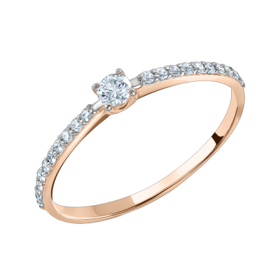 Damenring aus Rotgold 585 mit Brillant