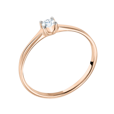 Damenring aus Rotgold 585 mit Brillant