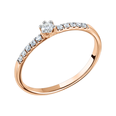 Damenring aus Rotgold 585 mit Brillant