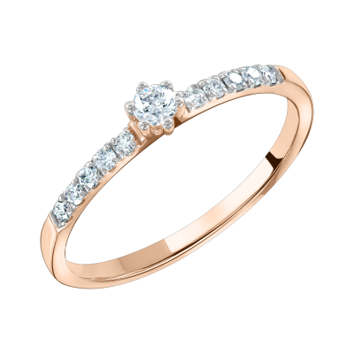 Damenring aus Rotgold 585 mit Brillant