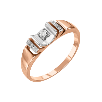 Damenring aus Rotgold 585 mit Brillant