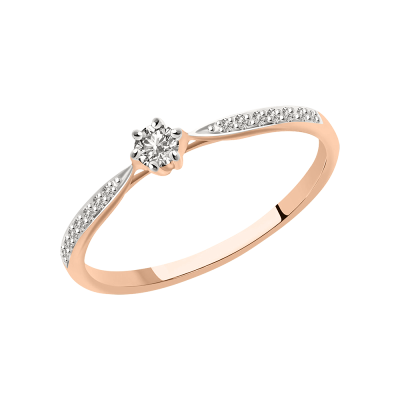 Damenring aus Rotgold 585 mit Brillant