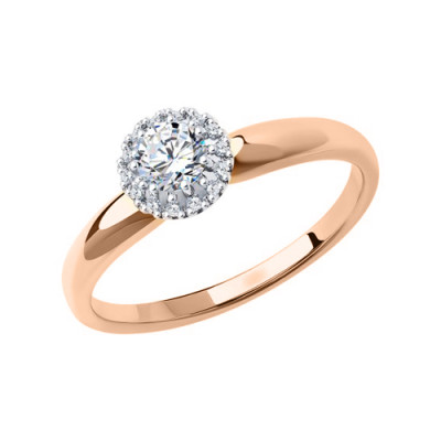 Damenring aus Rotgold 585 mit Brillant