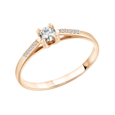 Damenring aus Rotgold 585 mit Brillant