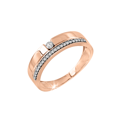 Damenring aus Rotgold 585 mit Brillant