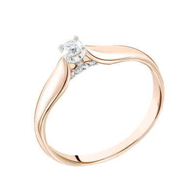 Damenring aus Rotgold 585 mit Brillant