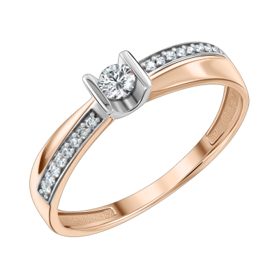 Damenring aus Rotgold 585 mit Brillant